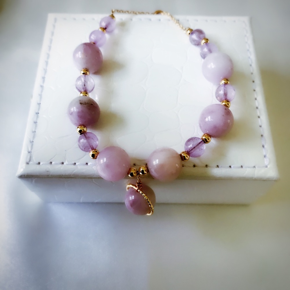 Sold‼️14K Gold Plated Kunzite Gemstone Bracelet - Picture 5 of 5